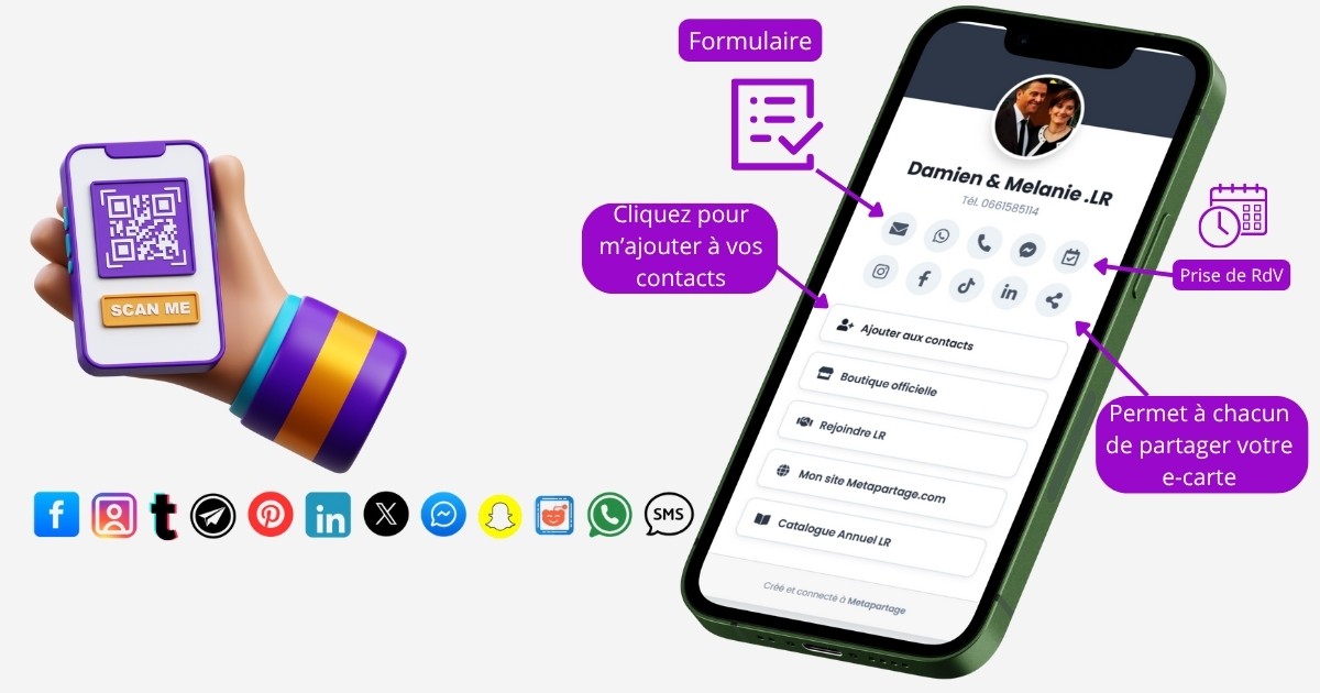 Scan d'un QR code pour une carte de visite digitale