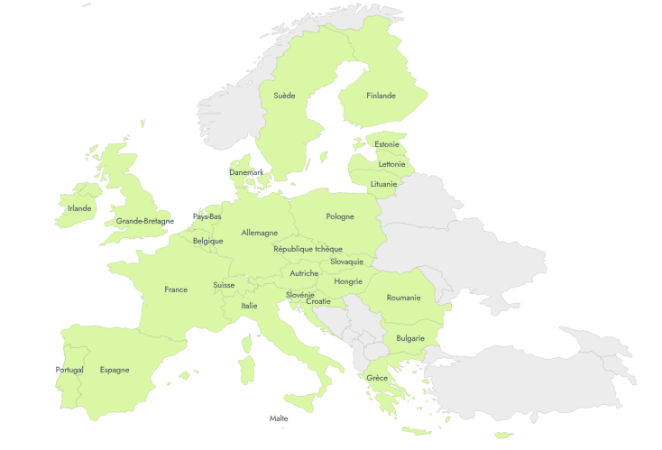 Carte des pays ouverts à la livraison